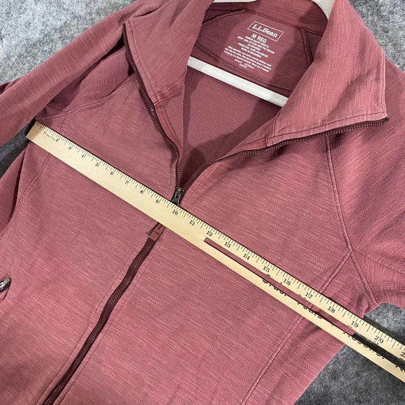 LL Bean Womens Jacket Medium Maroon Red Full Zip Long Sleeve Knit - Picture 6 of 9